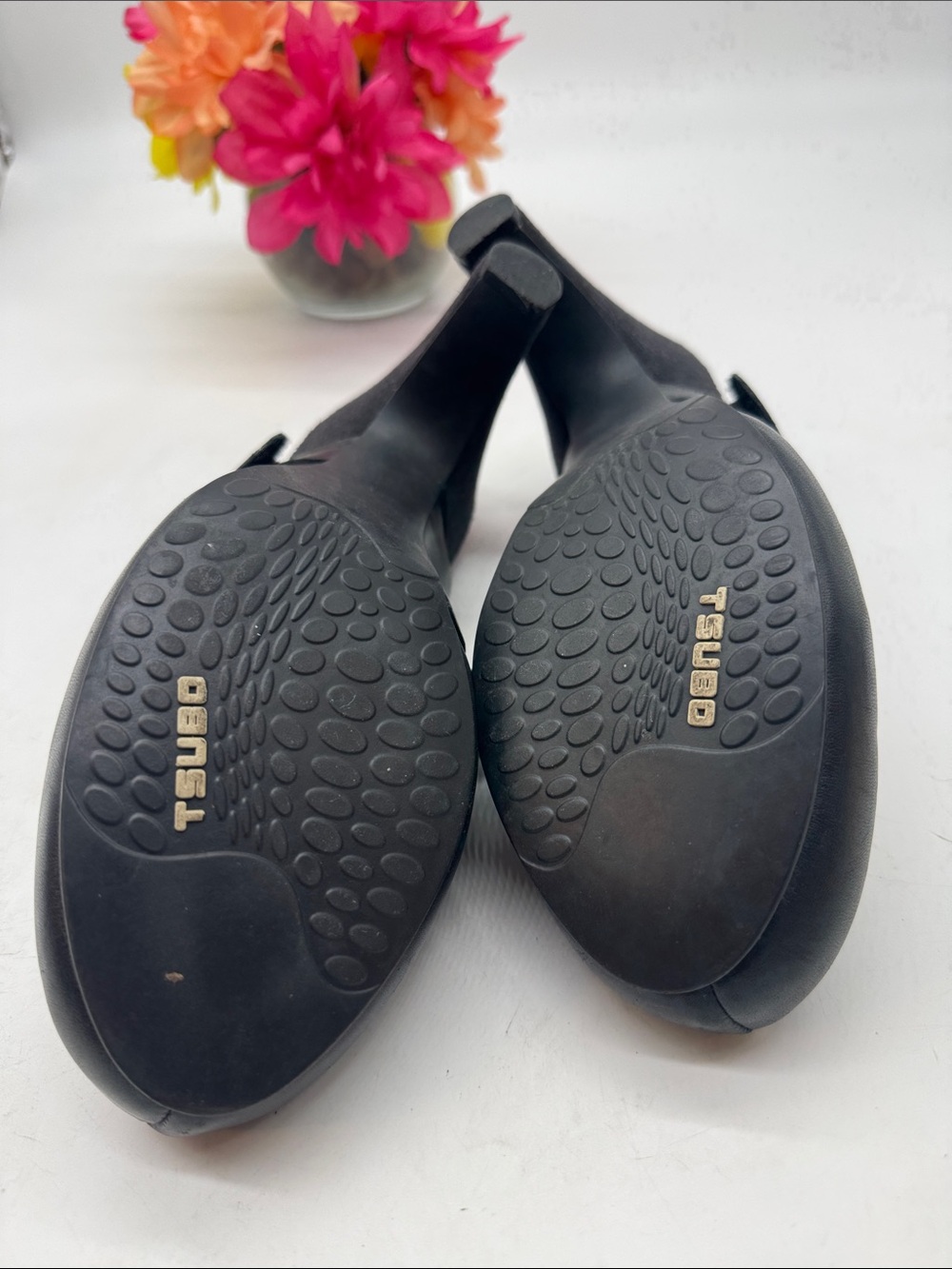 Tsubo Black Leather Mary Jane Heels with Pink Interior Size 9 BHE10010 - Picture 6 of 8